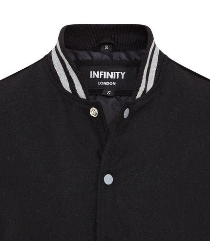Letterman Baseball Wool Leather Varsity Bomber Jacket - Genoa - Black/Grey