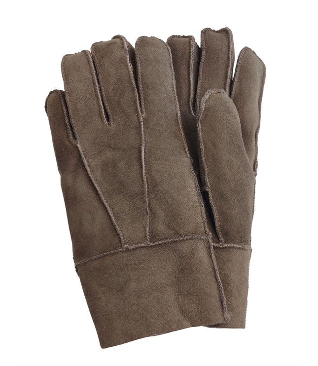 Infinity Leather Unisex Brown Sheepskin Suede Gloves with Roll Up/Down Cuff