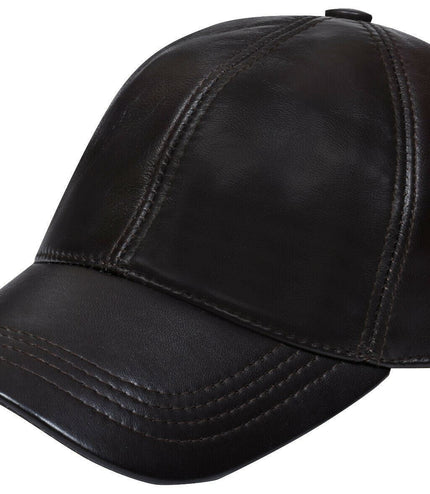 Unisex Real Nappa Leather Adjustable Golf Snapback Plain Baseball Cap Hat - Brown