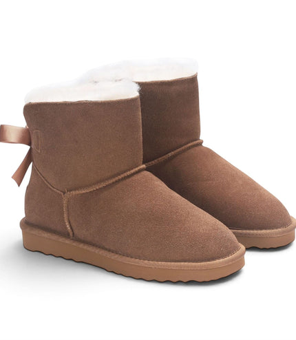 Women's Chestnut Tan Genuine Sheepskin Real Fur Winter Ankle Boots - Eclipse