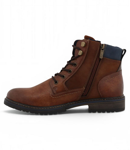 Mustang Men's Brown Faux Leather Winter Lace-Up Ankle Boots - M0031006