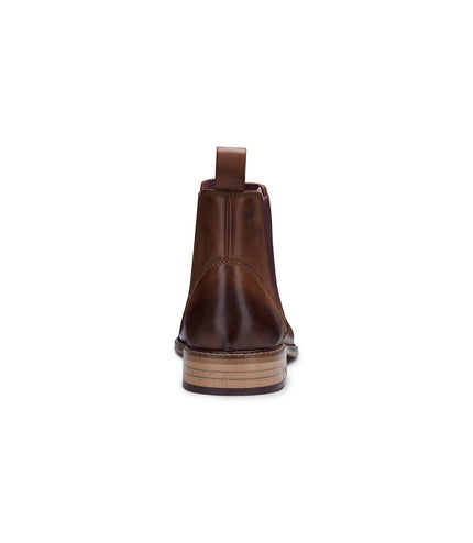 Mens Chestnut-Brown Leather Classic Chelsea Boots