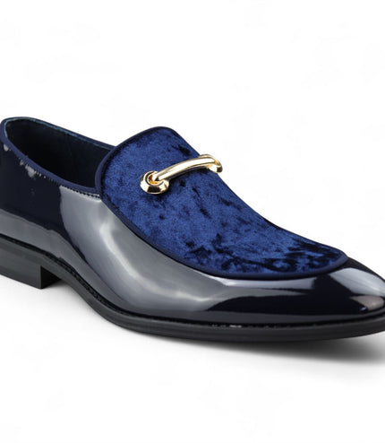Men’s Smart Blue Loafers Leather Lined Velvet Slip-On Shoes