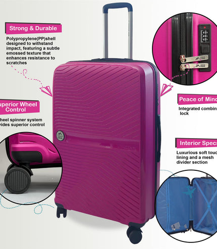 Acton Set of 3 Hard Shell Suitcase in Pink