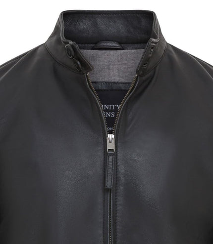 Men's Retro Black Casual Leather Varsity Bomber Jacket