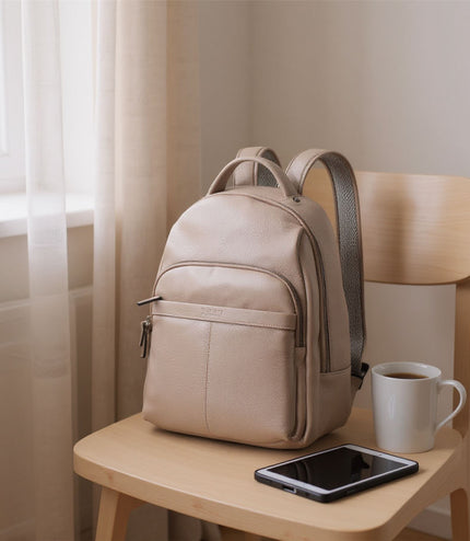 Genuine Leather Grey Vintage Rucksack Laptop Bag Travel Backpack - Capri