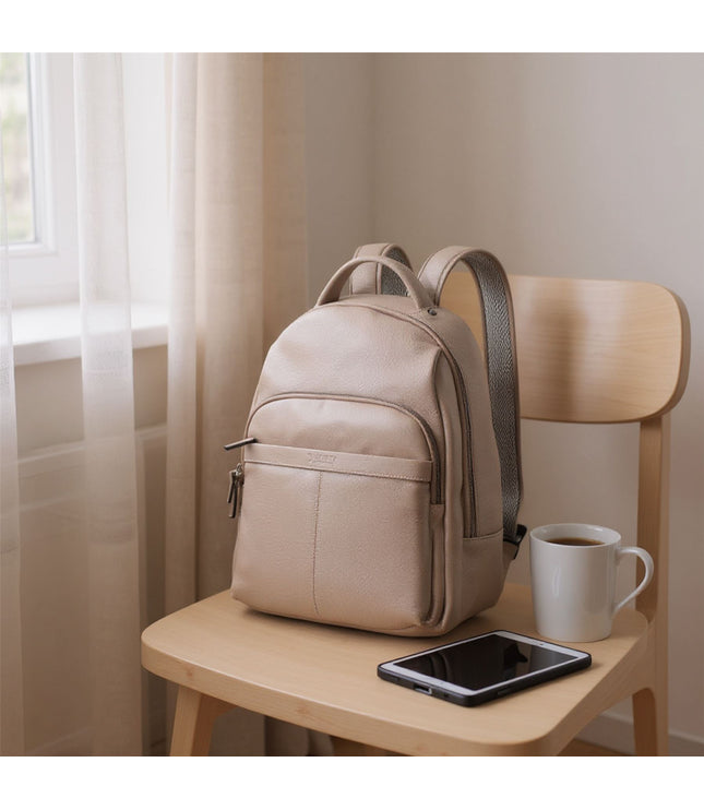 Genuine Leather Grey Vintage Rucksack Laptop Bag Travel Backpack - Capri