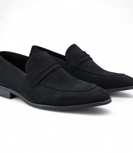 Men's Black Suede Moccasin Loafers Smart Slip-On Shoes
