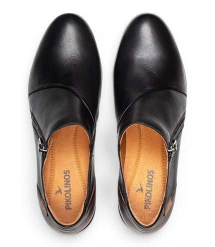 Pikolinos Women's Black Leather Low Heel Shoes - Malaga
