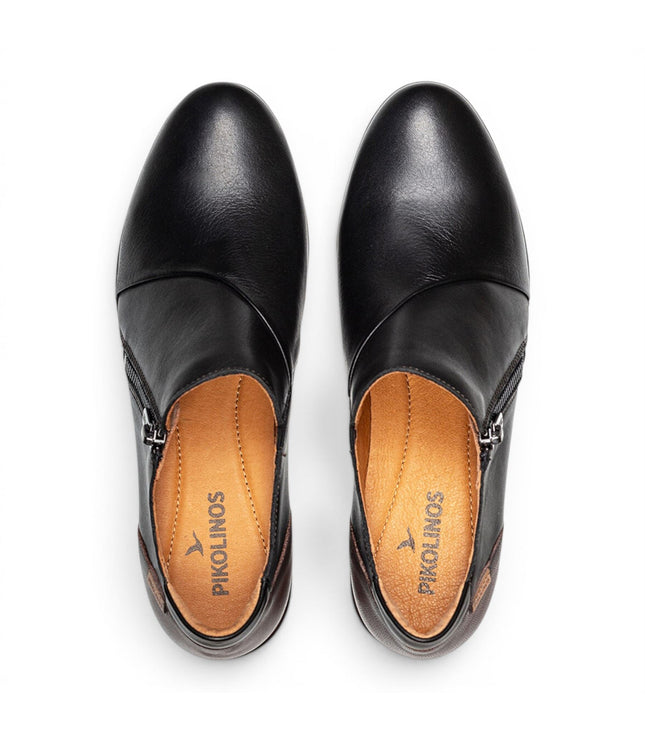 Pikolinos Women's Black Leather Low Heel Shoes - Malaga