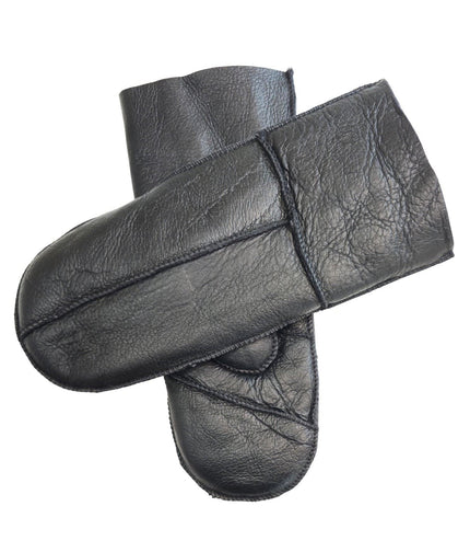 Infinity Leather Womens Black Genuine Real Sheepskin Mittens Warm Gloves