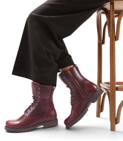 Panama Jack Women's Burgundy Waterproof Leather Warm Lace-Up Boots - Frisia-B45