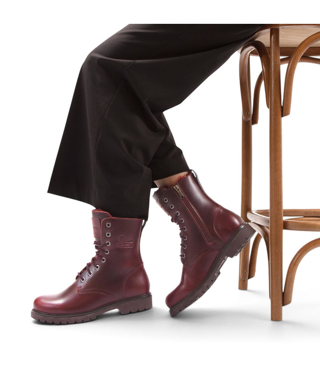 Panama Jack Women's Burgundy Waterproof Leather Warm Lace-Up Boots - Frisia-B45