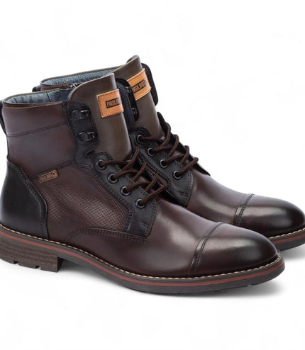 Pikolinos Men's Olmo Brown Leather Zip & Lace Up Ankle Boots - York