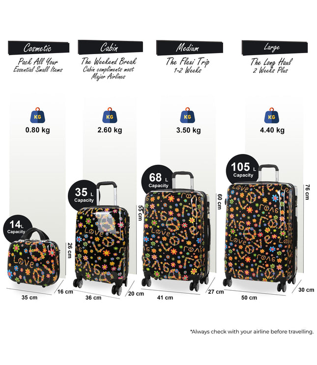 Corbridge Set of 4 Hard Shell Suitcase in Love