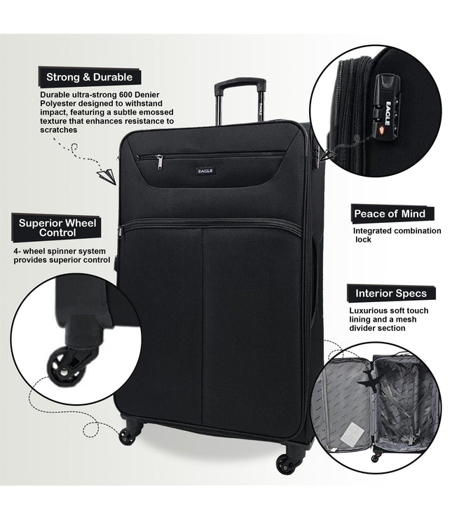 Ashford Medium Soft Shell Suitcase in Black