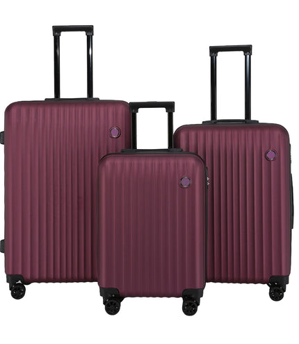 Edmonton Set of 3 Hard Shell Suitcase in Burgundy