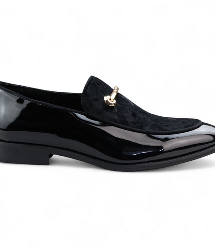 Men’s Smart Black Loafers Leather Lined Velvet Slip-On Shoes