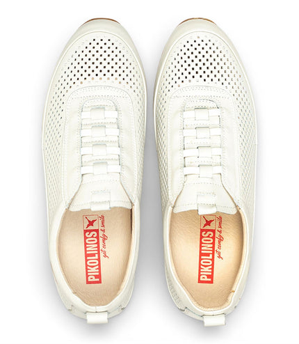 Pikolinos Men's White Leather Elastic Slip-on Sneaker Trainers Shoes - Liverpool