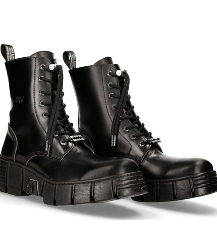 New Rock Boots Leather Ankle Tower Biker Boots-M-Wall026N-C5