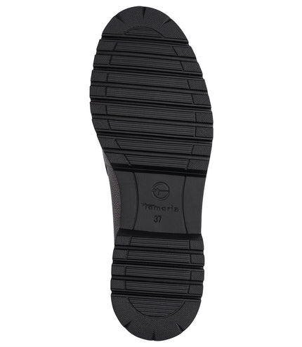 Tamaris Womens Pewter Silver Leather Loafers Slip-On Platform Shoes