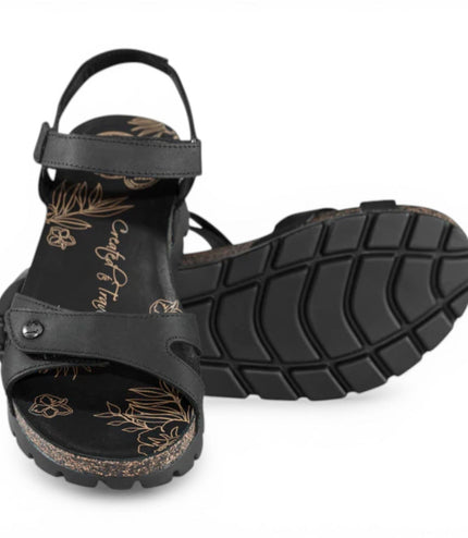 Panama Jack Women's Wedge Black Leather Platform Sandals -  Sulia B2