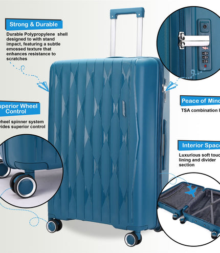 Burnaby Set of 3 Hard Shell Suitcase in Teal Blue