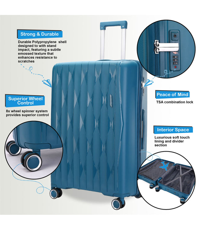 Burnaby Set of 3 Hard Shell Suitcase in Teal Blue