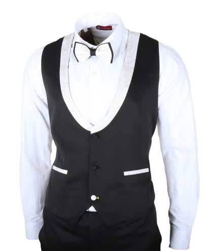 Men's 4 Piece White Paisley Wedding Suit Tailor Fit