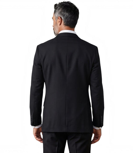 Men's Black Formal 3 Piece Tailored Fit Plain Suit - IM4