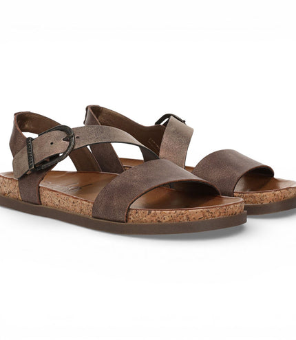 Blowfish Malibu Women's Brown Silver Footbed Strappy Flat Sandals - Lance