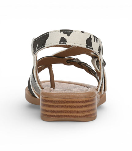 Blowfish Malibu Women's Black White Micro Wedge Strappy Sandals - April