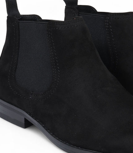 Men's Black Suede Chelsea Boots Real Leather Lined Slip-On