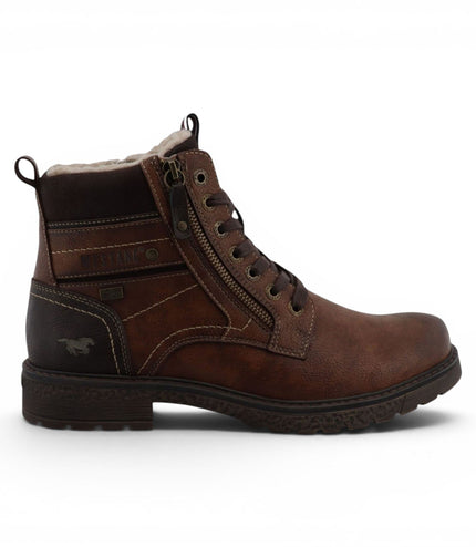 Mustang Men's Brown Faux Leather Winter Lace-Up Ankle Boots - M0081002