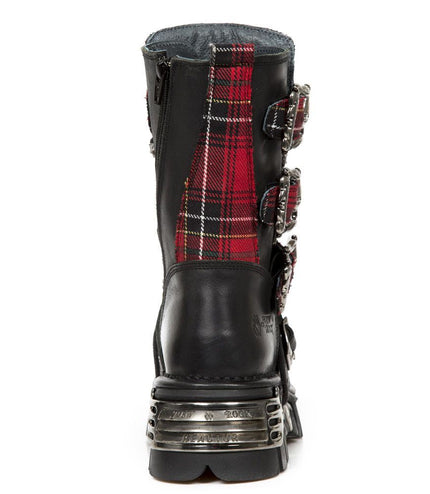 New Rock Tartan Leather Gothic Boots - 391T-S1