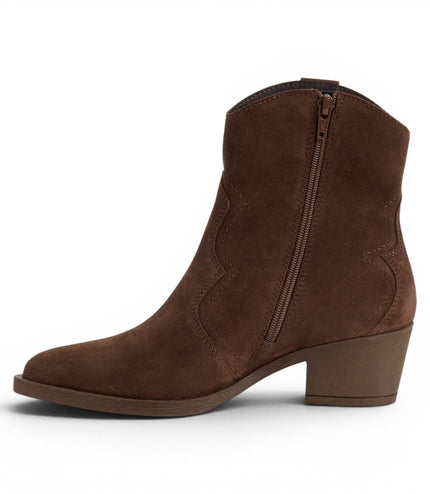 Tamaris Women’s Brown Suede Leather Cowboy Western Ankle Boots - 25702-41