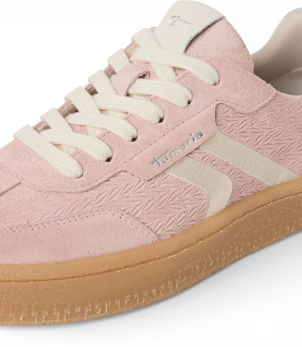 Tamaris Women's Pink Leather White Stripes Trainers Sneaker Shoes