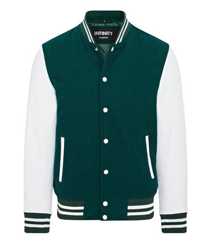 Letterman Baseball Wool Leather Varsity Bomber Jacket - Genoa - Green/White