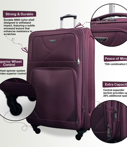 Nagoya X-Large Soft Shell Suitcase in Purple