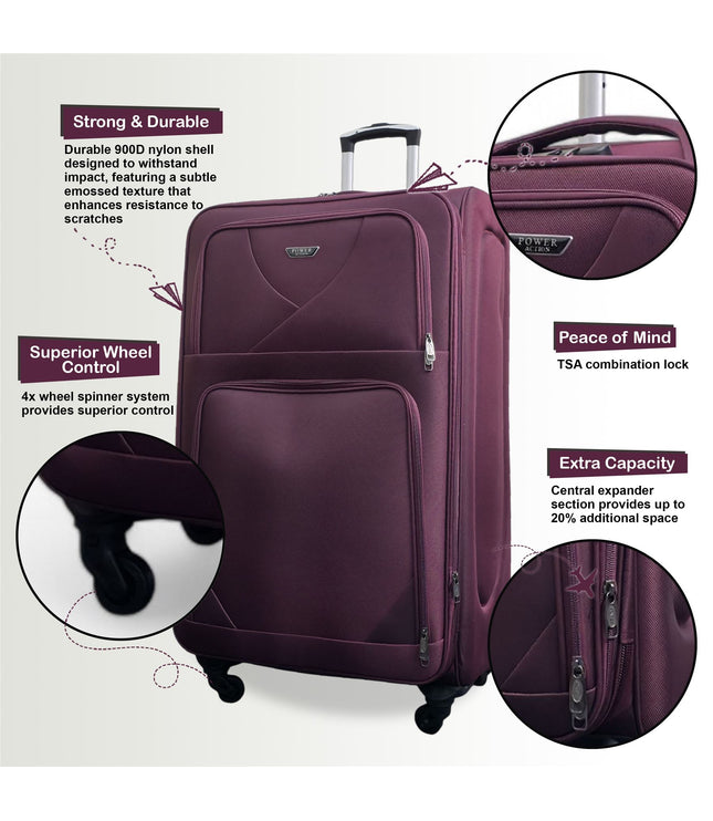 Nagoya X-Large Soft Shell Suitcase in Purple