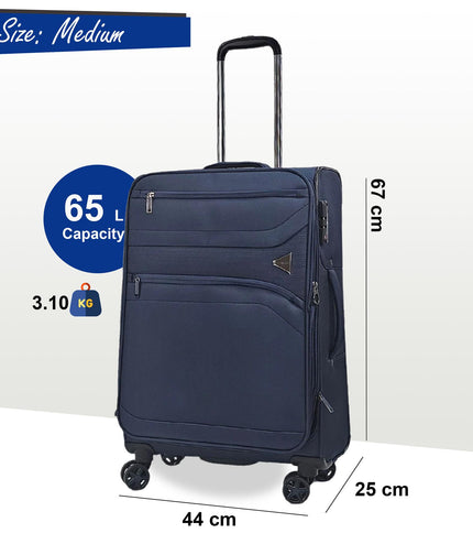 Corby Medium Soft Shell Suitcase in Navy