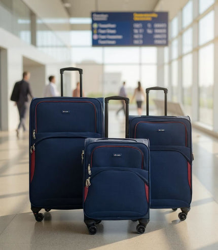 Gosford Set of 3 Soft Shell Suitcase in Navy Blue