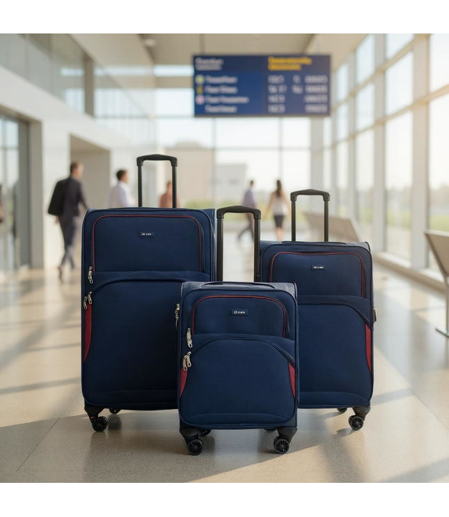 Gosford Set of 3 Soft Shell Suitcase in Navy Blue