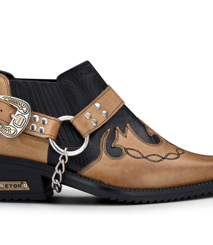 Men's Black/Tan Snakeskin Winklepicker Leather Western Boots