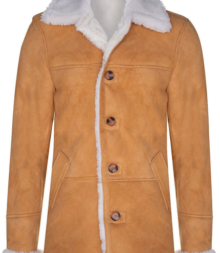 Mens Classic Sheepskin Car Coat-Auburn