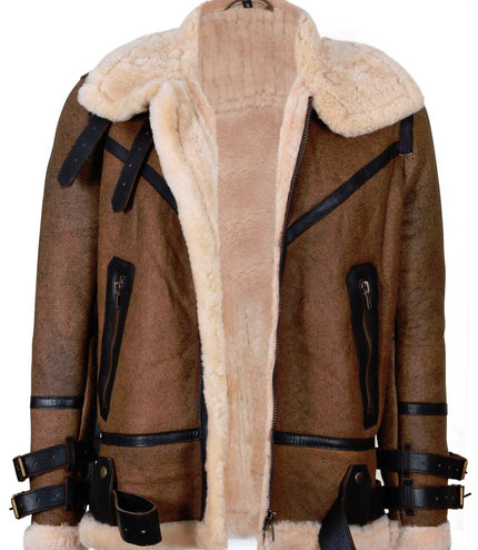 Mens Brown Vintage Pilot B3 Sheepskin Jacket- KNOXVILLE