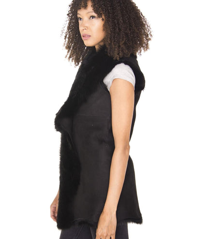 Women's Toscana Sheepskin Long Gilet-Sorocaba - Grey