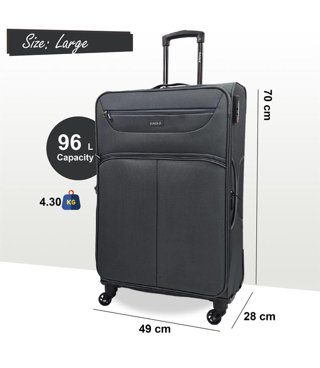 Ashford Large Soft Shell Suitcase in Grey