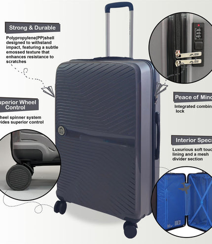 Acton Set of 3 Hard Shell Suitcase in Grey