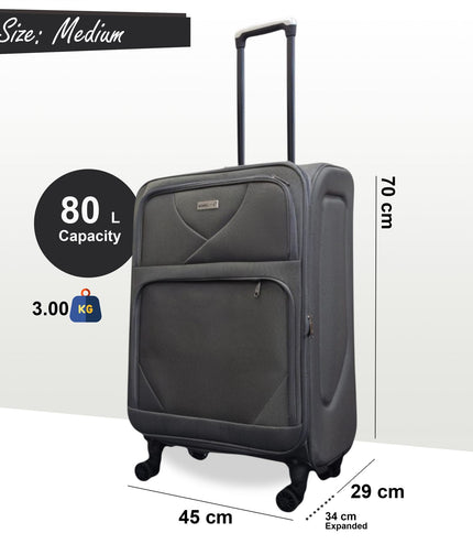 Nagoya Medium Soft Shell Suitcase in Grey